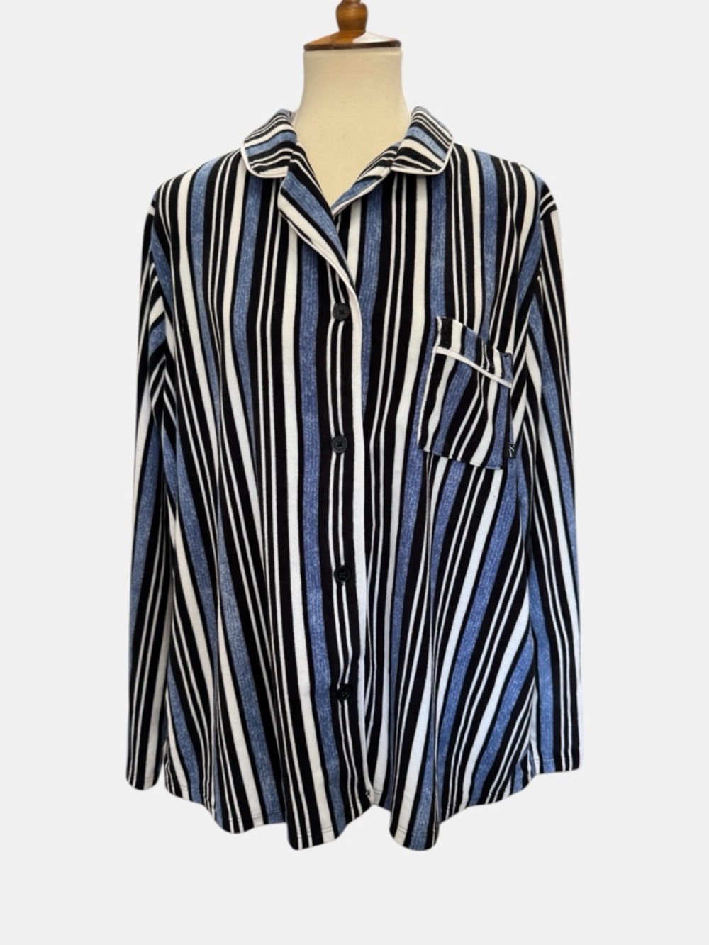 Simply Vera Vera Wang Black White and Blue Striped Pajama Set #327